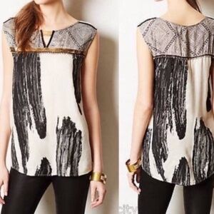 Floreat Anthropologie Brushstroke Boho Tunic Top